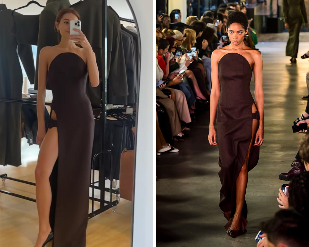 Sasha com vestido defilado (Fotos; Reprodução/Instagram/Andy Santana/Agência Brazil News)