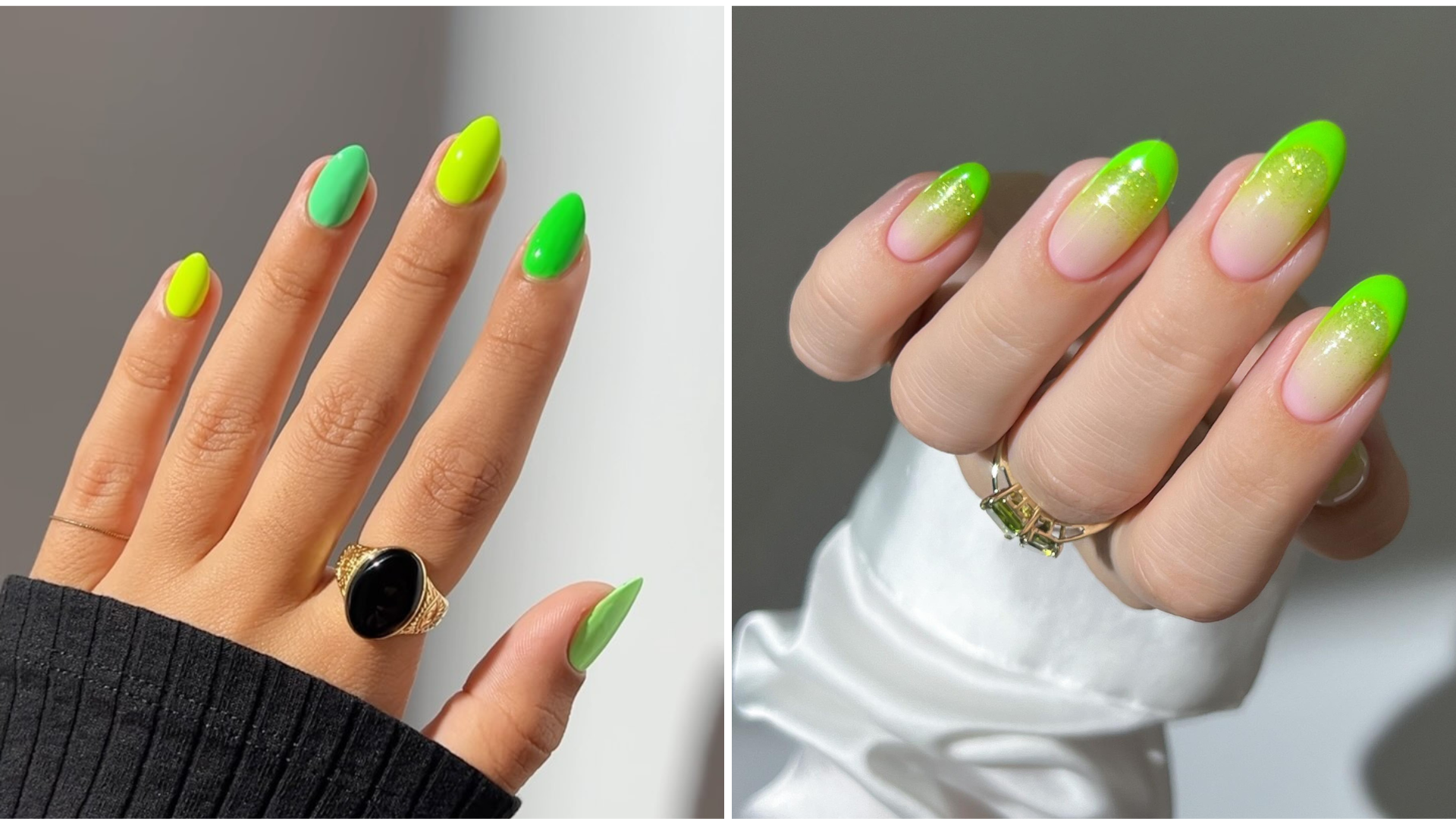 Unhas também aderiram à cor (Fotos: Reprodução/Instagram/@samrosenails/@heygreatnails)