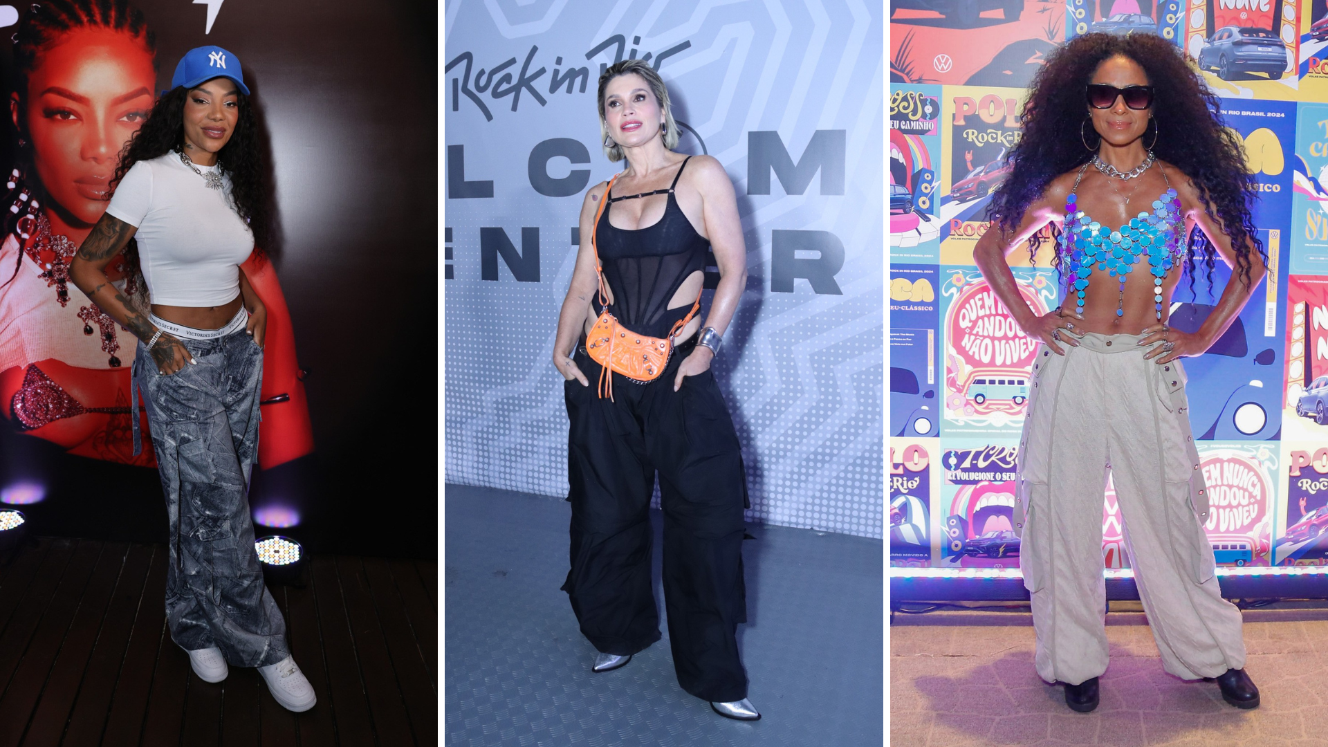 Ludmilla, Flávia Alessandra e Cinnara Leal no Rock in Rio (Foto: Brazil News)