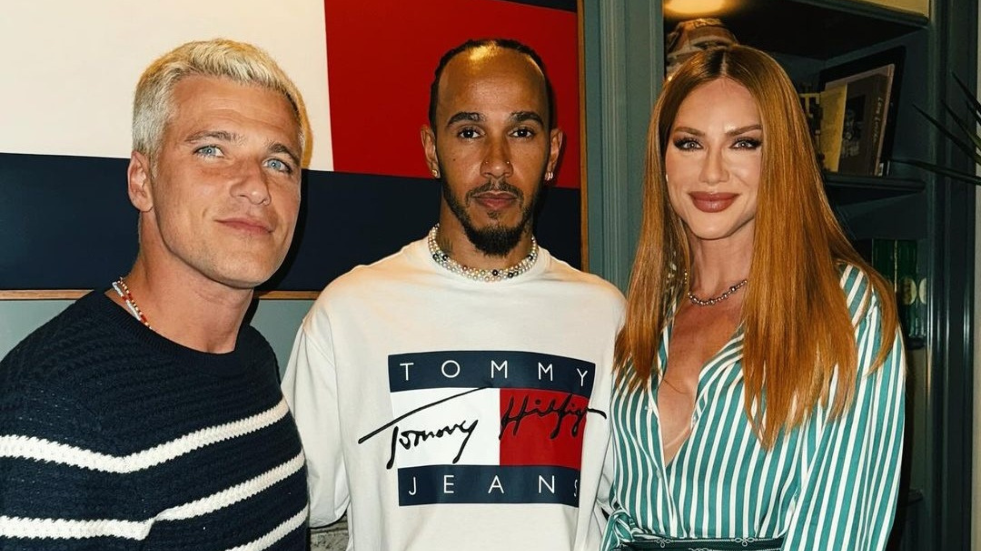 Bruno Gagliasso, Lewis Hamilton e Giovanna Ewbank (Foto: @gioewbank/Instagram/Reprodução)