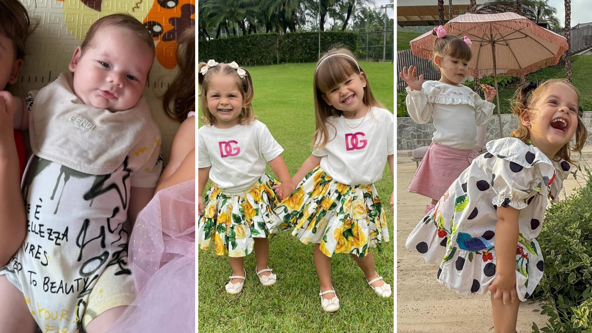 Maria Alice, Maria Flor e José Leonardo (Foto: @virginia/Instagram/Reprodução)